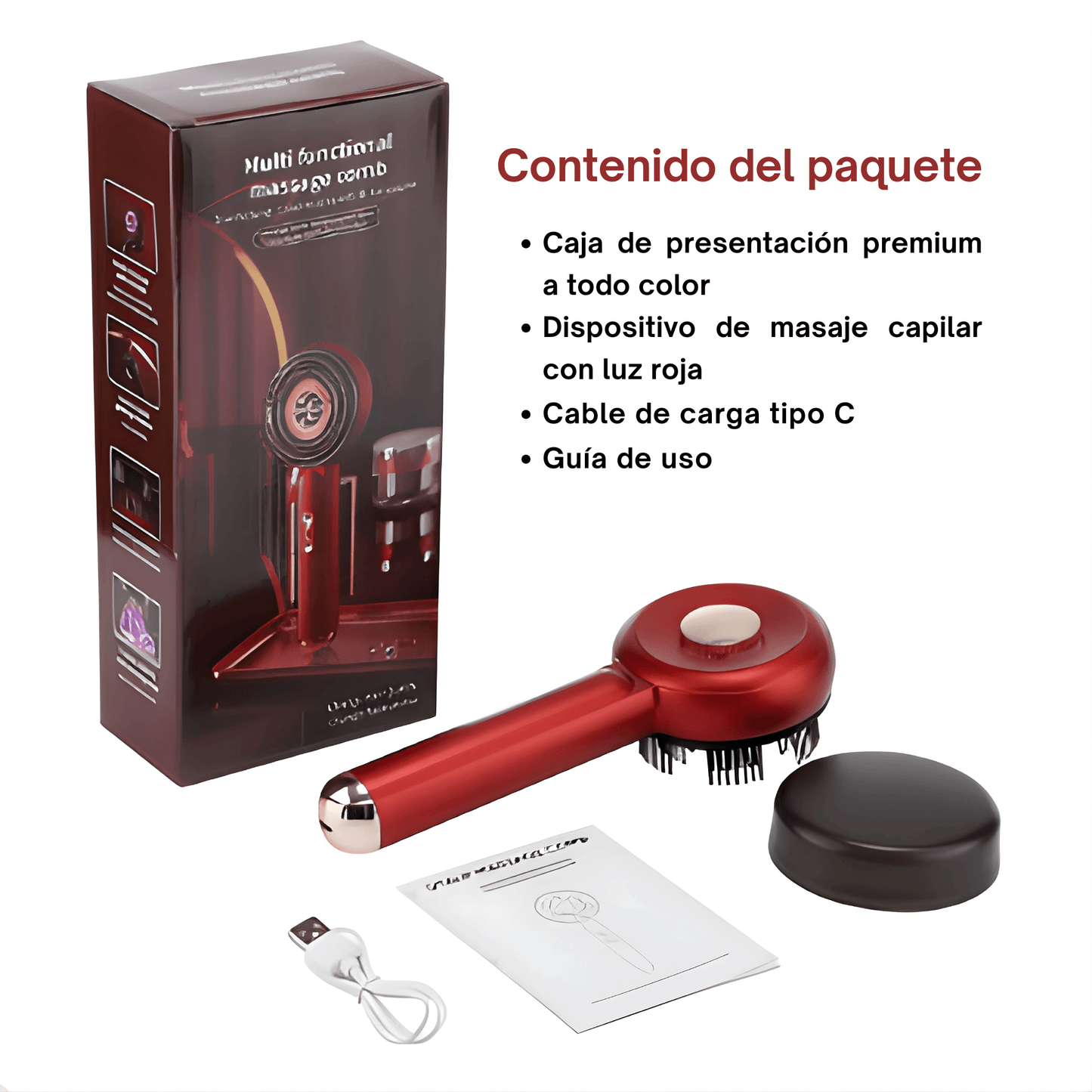 Masajeador capilar revitalizante, masajeador de cuero cabelludo en color rojo con diseño ergonómico Masajeador de cuero cabelludo