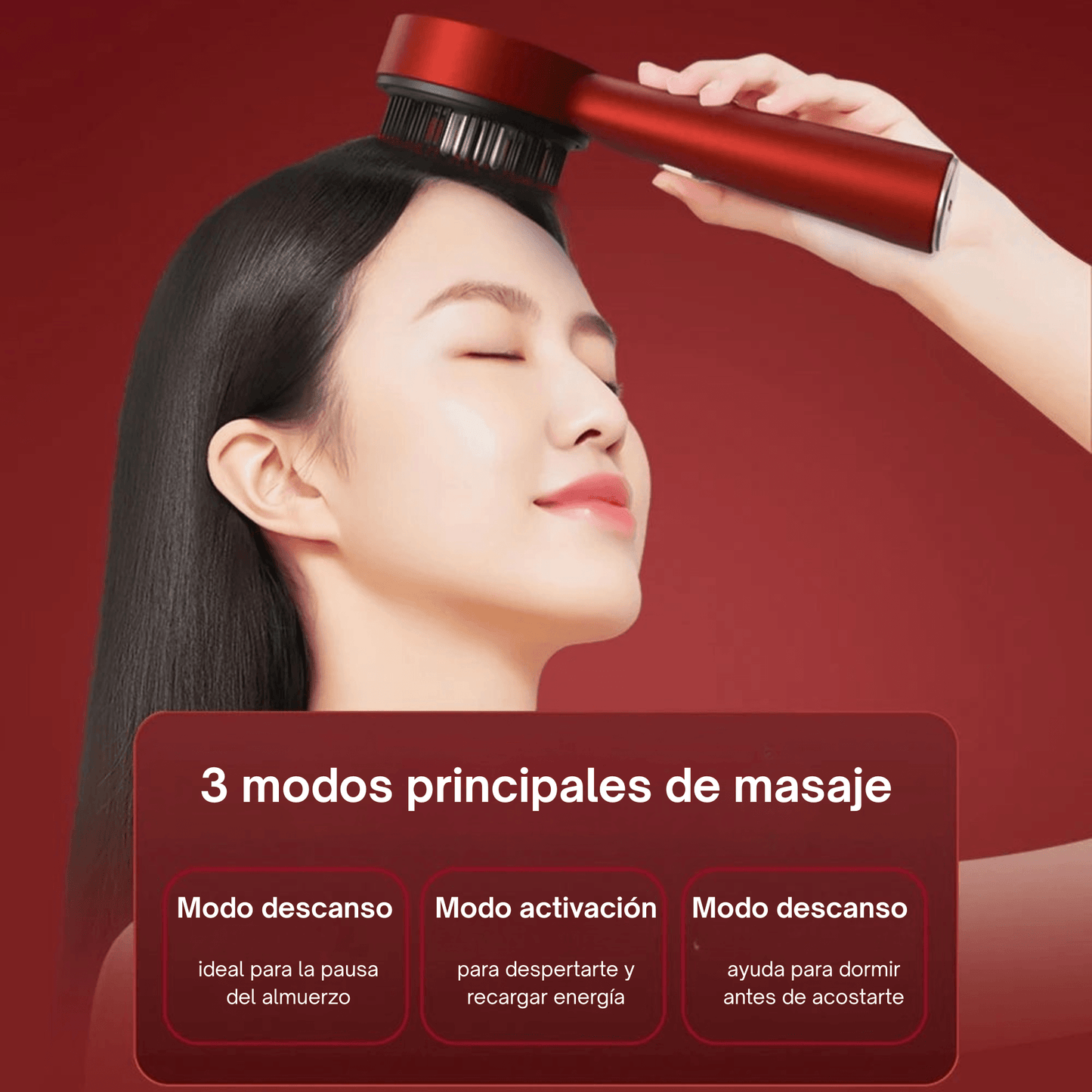 Masajeador capilar revitalizante, masajeador de cuero cabelludo en color rojo con diseño ergonómico Masajeador de cuero cabelludo